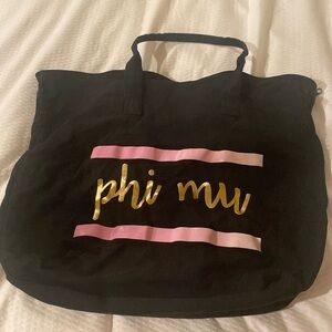 Phi Mu canvas tote bag